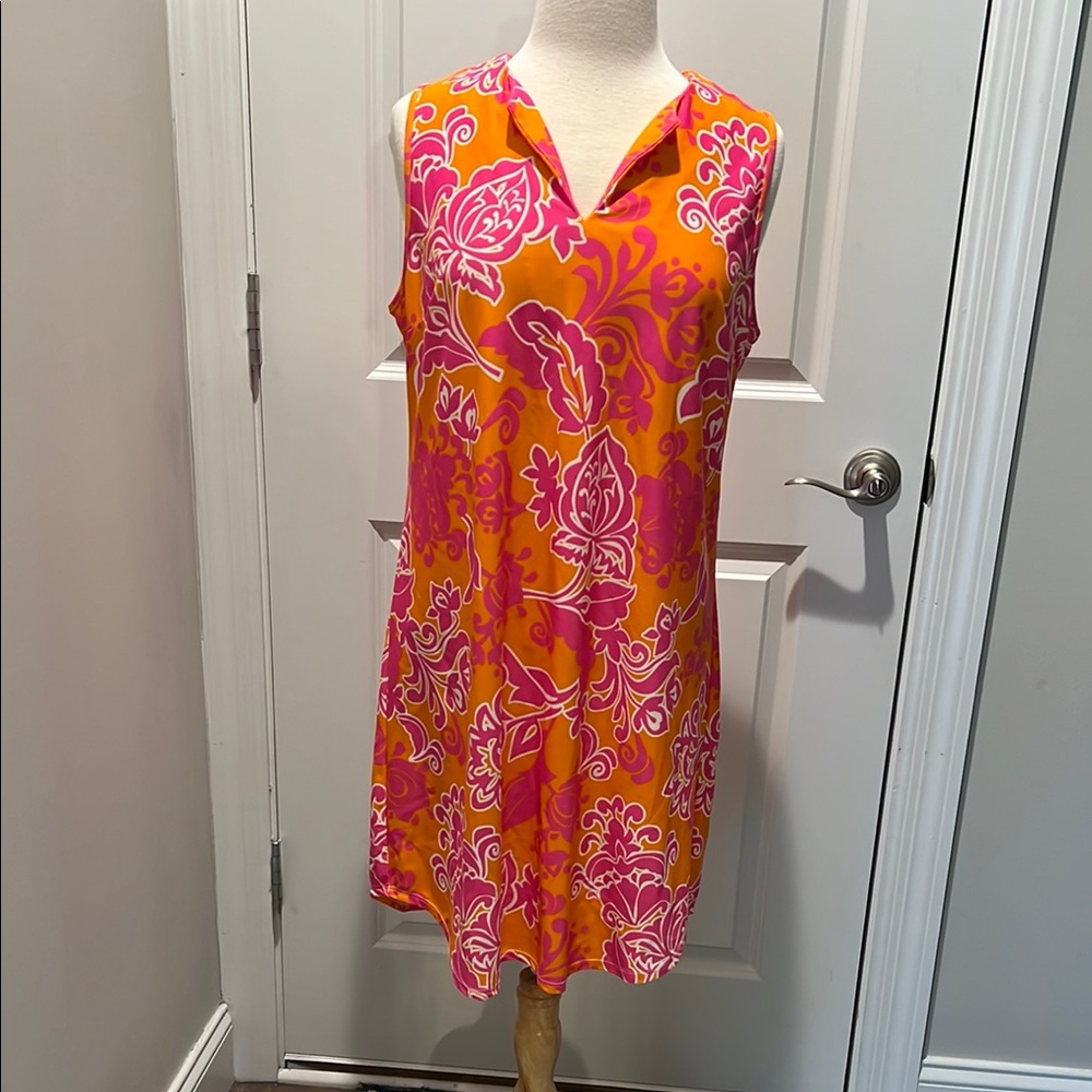 Jude Connally Pink and Orange Patterned Dress XL